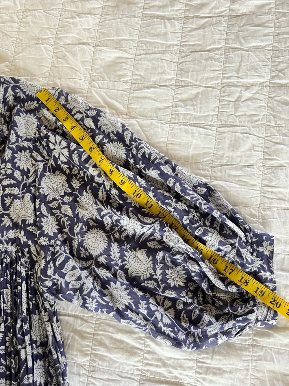 Daughters of India Blue and White Floral Babydoll Dress - Picture 8 of 9